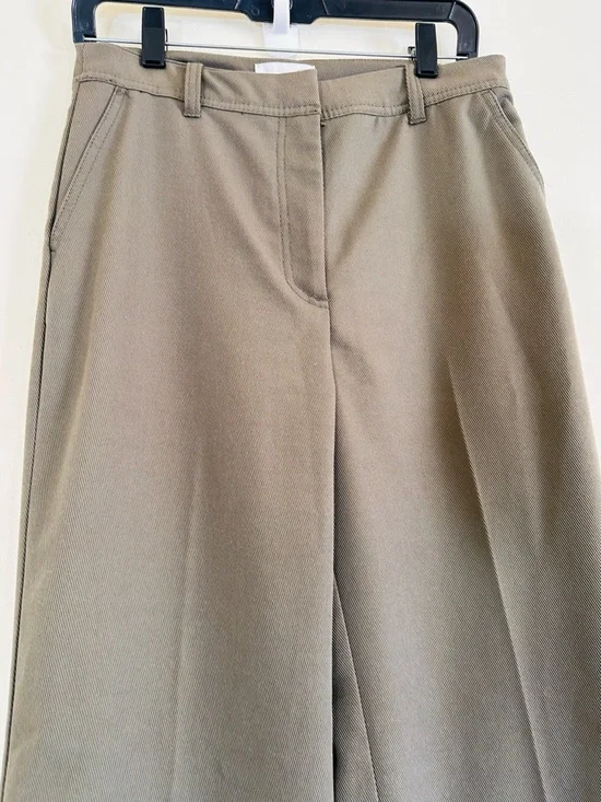 H&M Wide Leg Trousers Khaki Green Size 6 - Picture 3 of 13